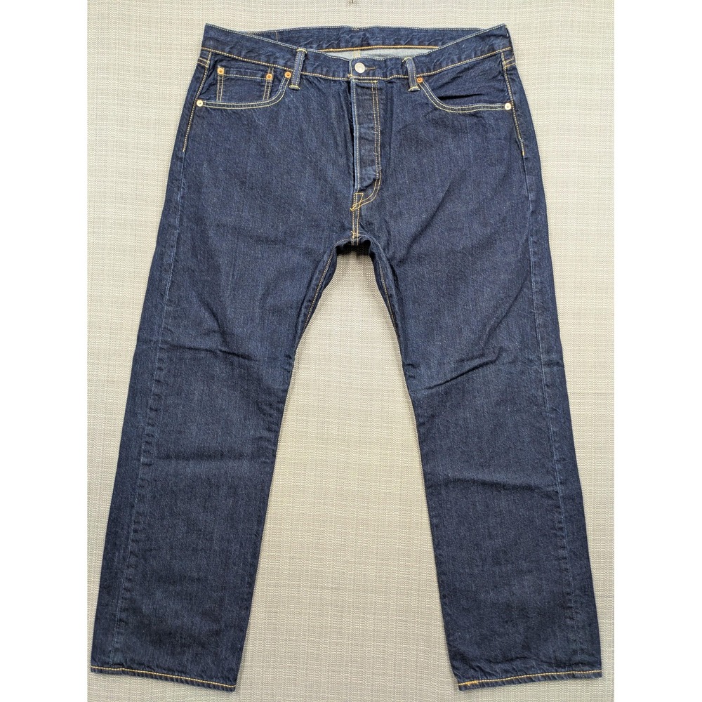 Levis 501 Jeans Mens 38x28 (40x30) Blue Dark Wash Button Fly Straight Denim